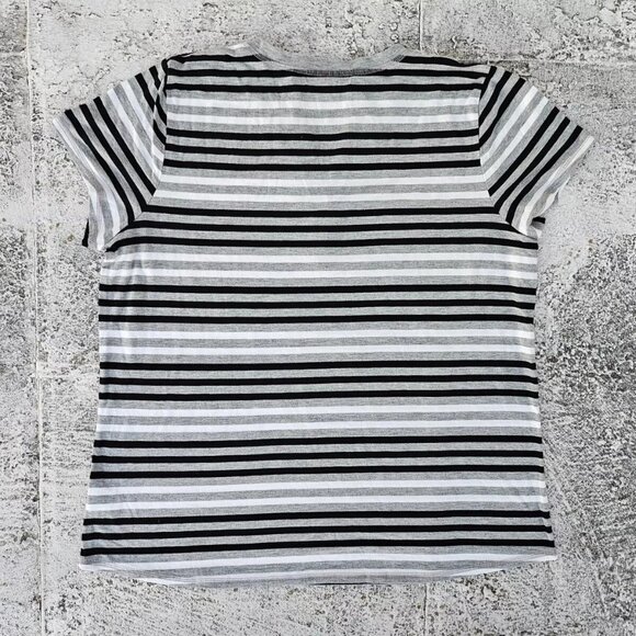 Liz Claiborne Women Top T Shirt Henley Style Shirt Gray Striped Size XL - Picture 4 of 8